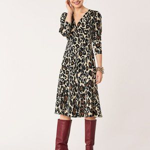 DVF Diane von Furstenberg Viviana Leopard Cat Sand silk dress new 10